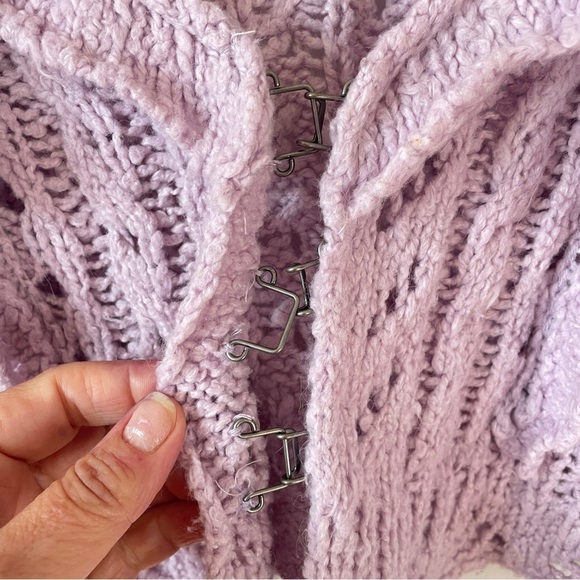 Free People Lavender Avery Crochet Cardi Cardigan Cropped Ruffled S - Picture 3 of 8